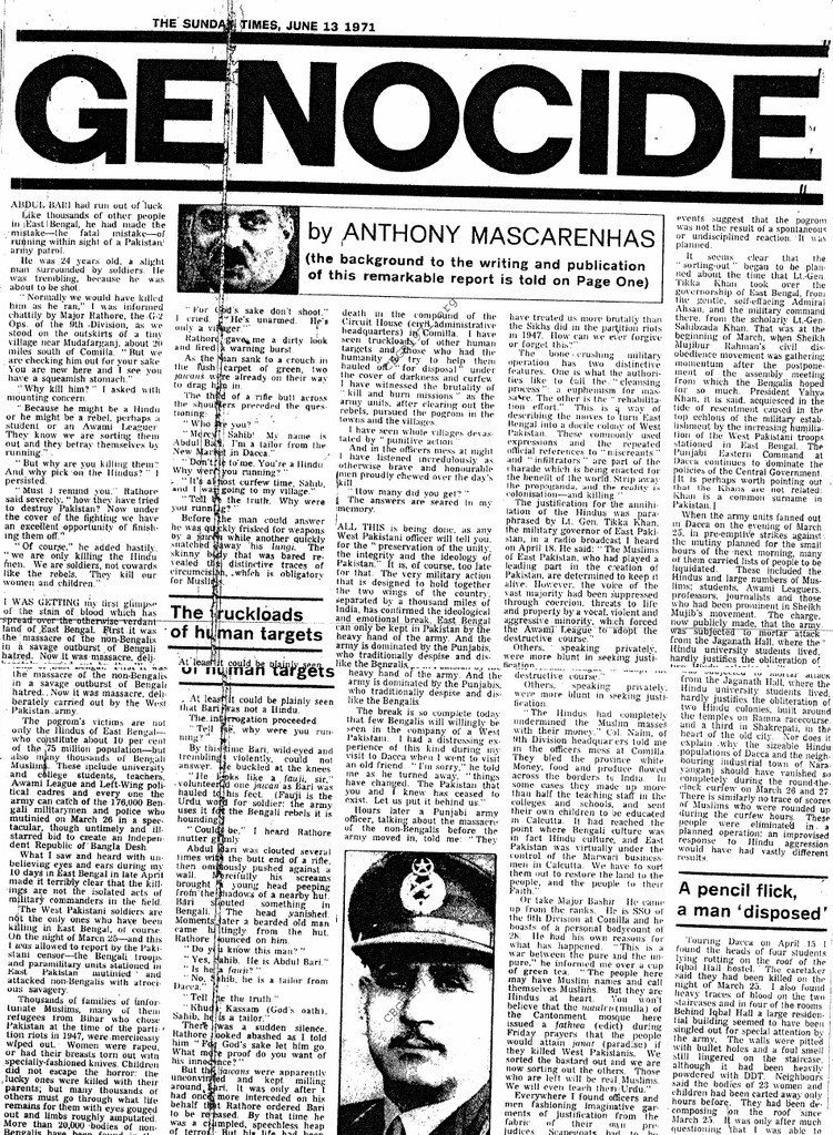 Sunday Times - Genocide June 13, 1971